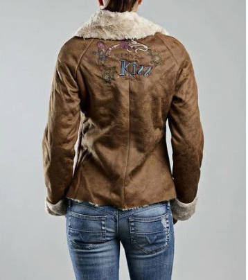 Desigual Brown Faux Suede Kiss and Dream Jacket