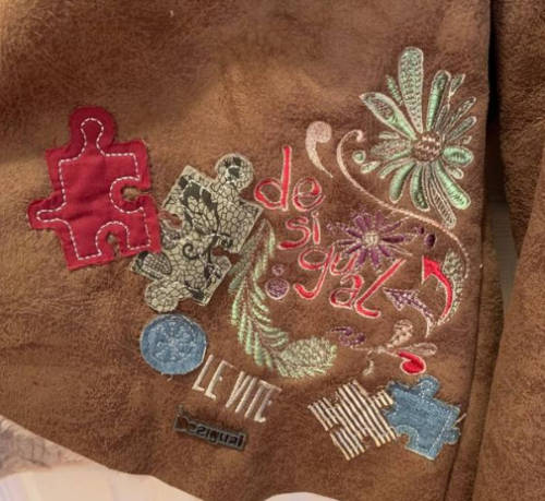 Desigual Brown Faux Suede Kiss and Dream Jacket