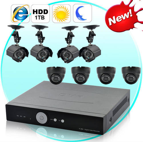 Complete Surveillance Kit - H264 DVR + 4 Outdoor Weatherproof Camera and 4 Indoor Camera + 1TB HDD