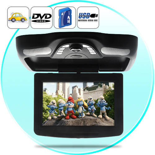 10.2 Inch Roof-Mounted Car DVD Player with IR Headphones (Flip Down LCD Monitor, Black)-C114