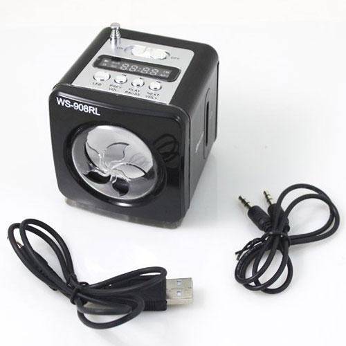 Stylish Portable MP3 Music Speaker with FM Radio/SD Slot/USB Host/Multi-Color LED