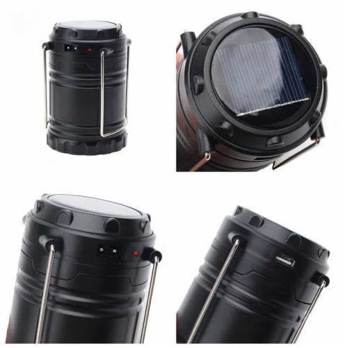 Solar Rechargeable 6-LED Collapsible Portable Lantern Light, excellent quality for camping