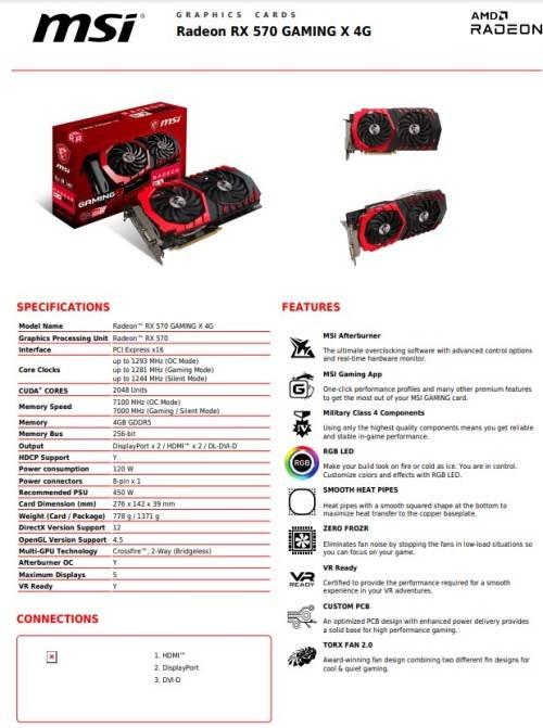 MSI AMD Radeon RX 570 4 Gb graphics card for sale (EXCELLENT CONDITION)