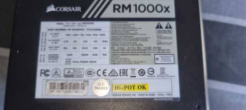 Corsair RMx Series RM1000X `80+ Gold` 1000W Fully Modular Power Supply +