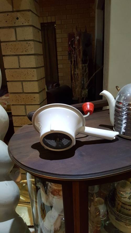 VINTAGE BABY FOOD MILL RED AND WHITE
