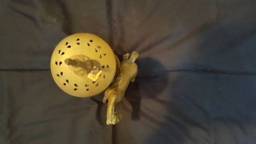 BRASS HORSE AND BRASS CANDLE HOLDER