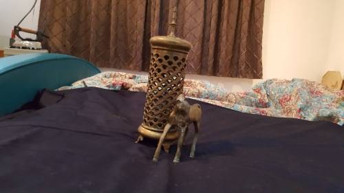 BRASS HORSE AND BRASS CANDLE HOLDER