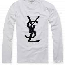 - YSL - Long Sleeve T - White  - New Arrival - Size Medium -