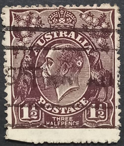 Australia Three Half Pence Bullet Hole Stamp