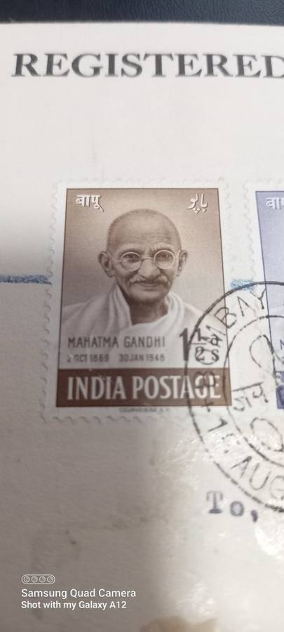 Gandhi First Day Cover (Missing S) 1948 15 August Bombay Rare Air Mail Registered South Africa