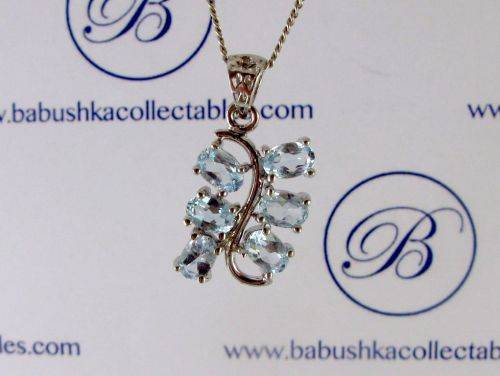 Vintage Sterling Silver Necklace:Classic Floral Pendant with Blue Topaz & 925 Silver Chain