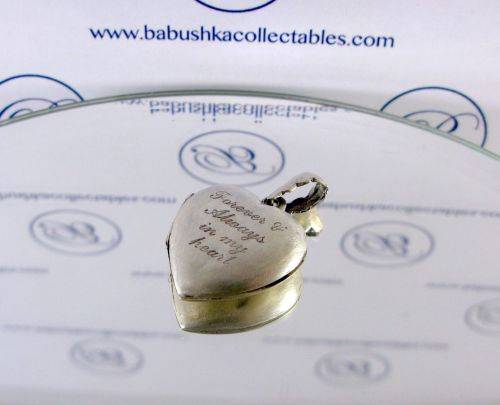 Antique Sterling Silver Locket, Heart Shape Hand Engraved.