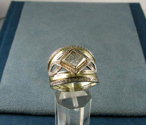 Beautiful Vintage Gold with Silver Edges Ring. Hand made.