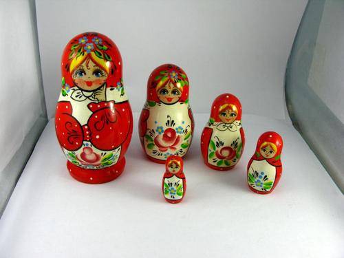 Traditional Russian Doll "Matryoshka" set of 5, Hand made in Russia