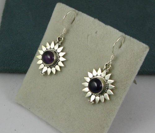 Old Vintage 925 Silver Earring with Amethyst Stones.