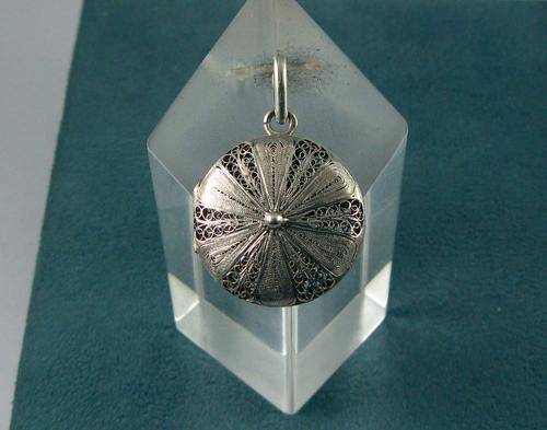 Unusual Old Vintage Filigree Silver Locket. Austrian Silver Mark. Hand made.