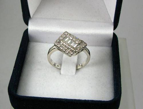 Unusual Vintage Sterling Silver Cluster Ring with CZ. Hand Made.