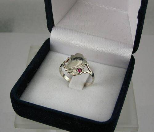 Antique Sterling Silver Ring with Ruby. Hand Made.