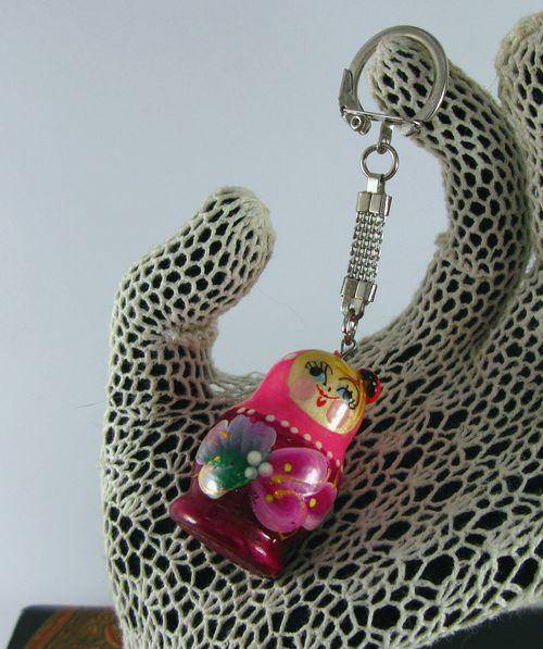 Traditional Russian Babushka Matryeshka Key Ring. Hand Made in Russia.