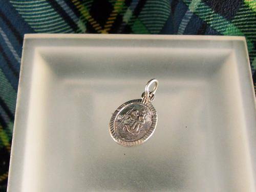 Old Vintage Sterling Silver Saint Christopher Pendant.