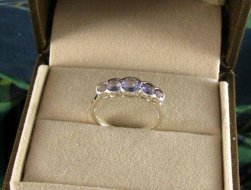 Custom Made Vintage 925 Sterling Silver Eternity Ring with iolite Stones.