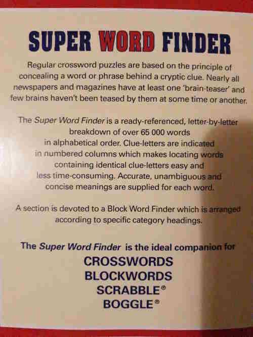 Super Word Finder - Complete reference book for crosswords, blockwords, Scrabble - 65000+ entries
