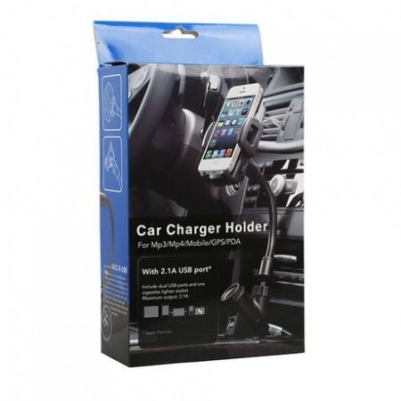 Smartphone Car Mount Charger with Dual-USB Ports
