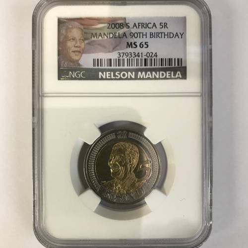 2008 Mandela 90th Birthday R5 NGC MS65
