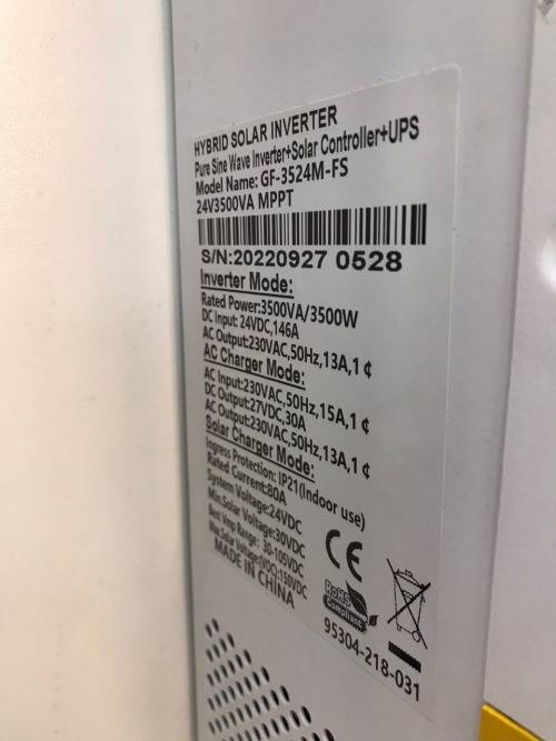 Hybrid Inverter 24V 3.5KVA / 3000W MPT Fivestar Inverter Hybrid Inverter