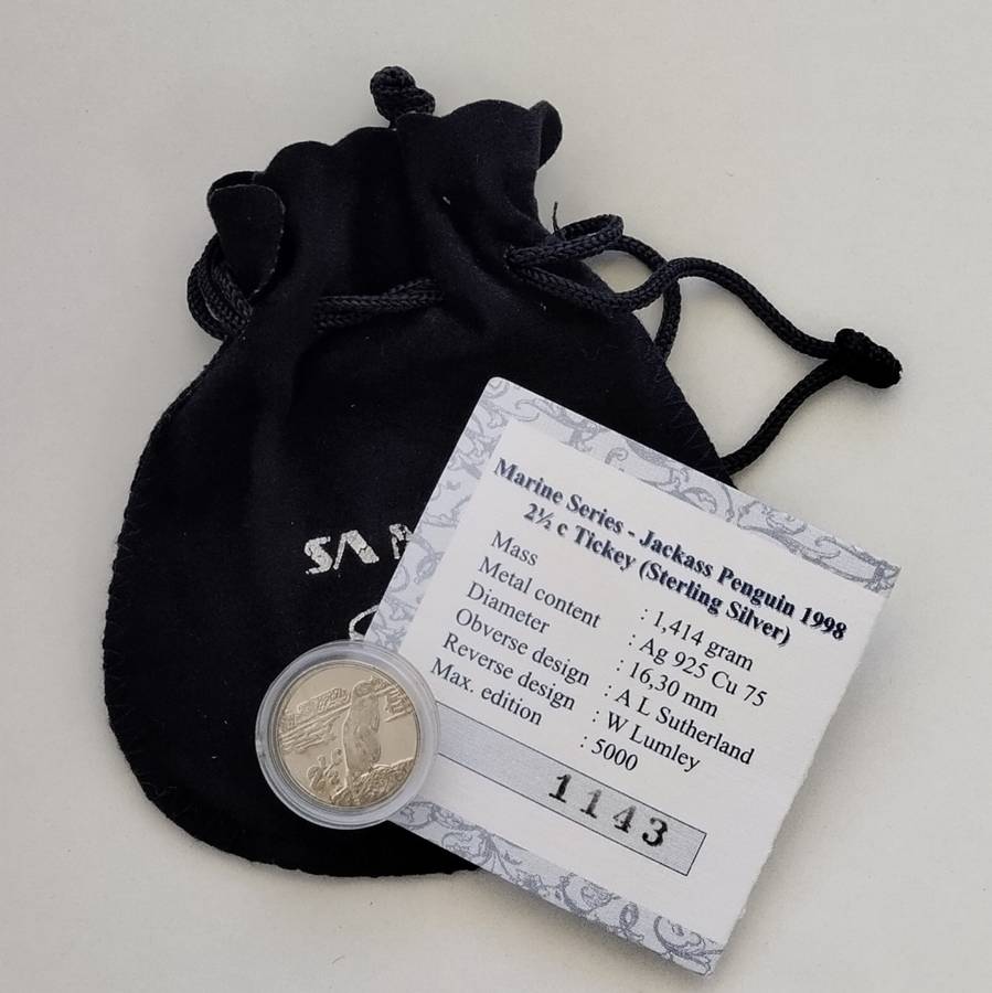 1998 2 and a Half Cent Penguin with pouch and certificate #C0093