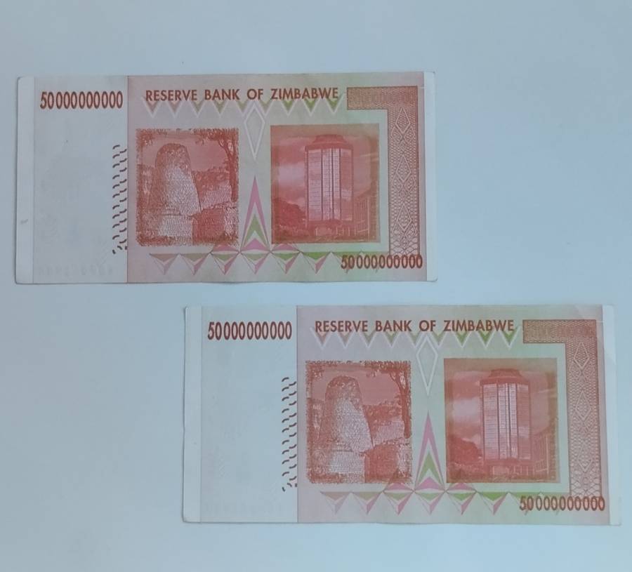AU 2008 50 Billion Dollar Zimbabwe Notes (Lot of 2) In Sequence  #N0007