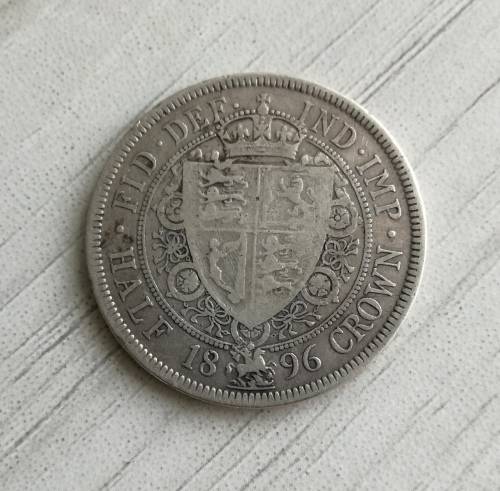 1896 VICTORIAN STERLING SILVER HALF CROWN.