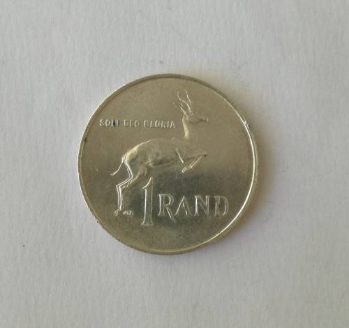 South Africa 1967 English silver one rand.