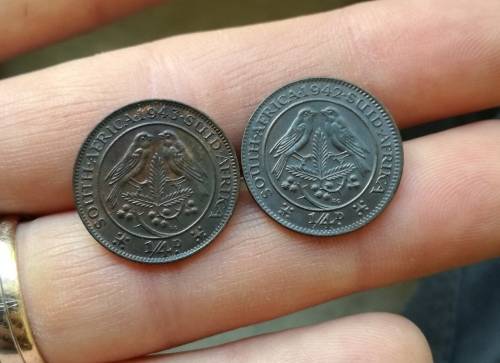 South Africa 1942 and 1943 UNC A-UNC Farthings.