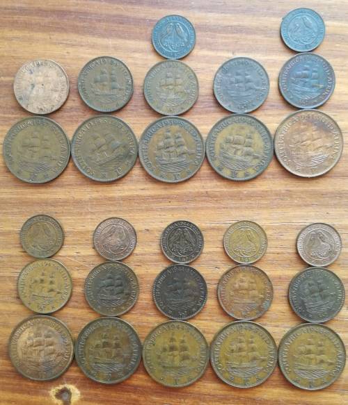 South Africa 1937-1946 Penny to Quarter Penny.(1937+38 Quarter Penny not included. 1940 non minted)