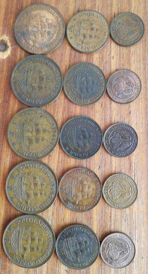 South Africa 1937-1946 Penny to Quarter Penny.(1937+38 Quarter Penny not included. 1940 non minted)