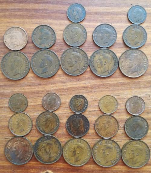 South Africa 1937-1946 Penny to Quarter Penny.(1937+38 Quarter Penny not included. 1940 non minted)