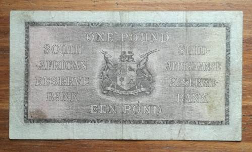 South Africa 1 September 1944 J. Postmus one pound bank note.