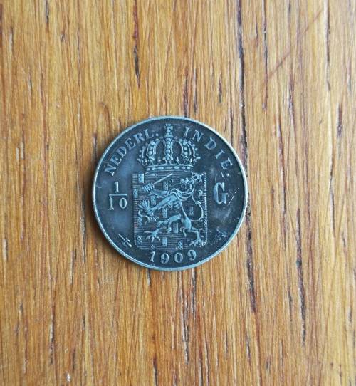 Nederlands India 1909 Silver 1/10th Gulden.