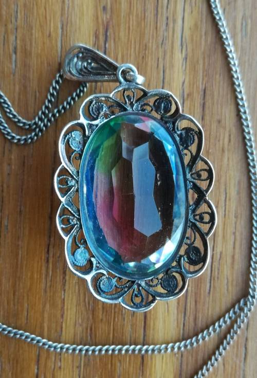 Vintage Antique silver ring with pendant and necklace.