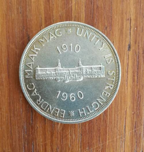 South Africa 1960 Silver 5 Shillings. Good condition.