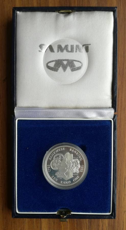South Africa 1993 Silver Proof Banking one rand.