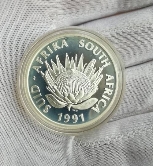 South Africa Silver Proof 1991 Nursing one rand.