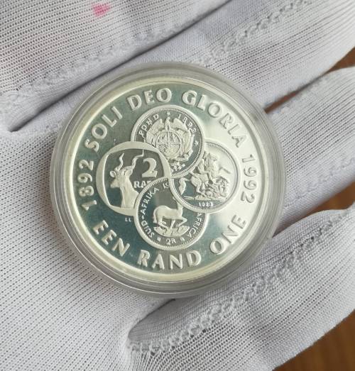 South Africa Silver Proof 1992 Soli Deo Gloria one rand.