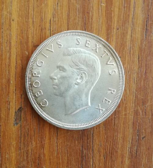 South Africa 1949 Silver 5 Shillings. Great condition.