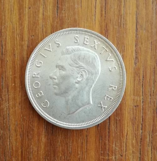 South Africa 1949 Silver 5 Shillings. Great condition.