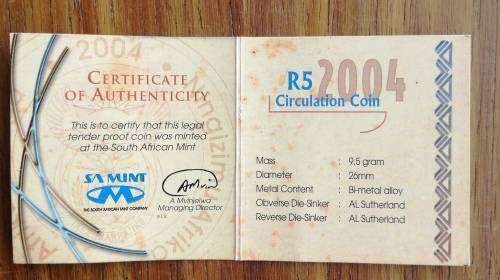 Paul Kruger 2004 R5 with certificate and box.