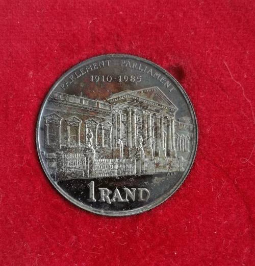 South Africa Silver Proof 1985 Parliament one Rand.