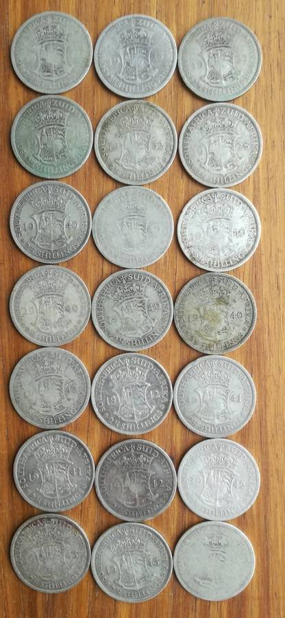 South Africa collection of 21 (80% Silver) Half Crowns. 288.62 grams.