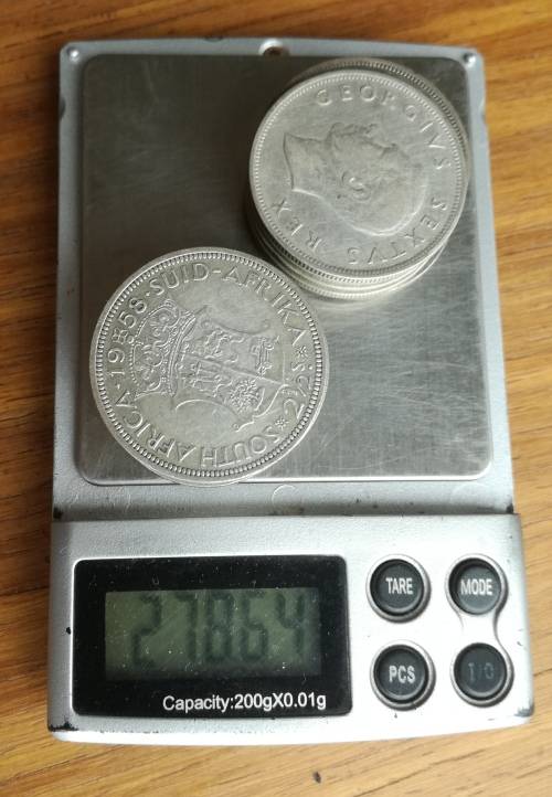South Africa collection of 20 Silver Half Crowns. 278.64 Grams.